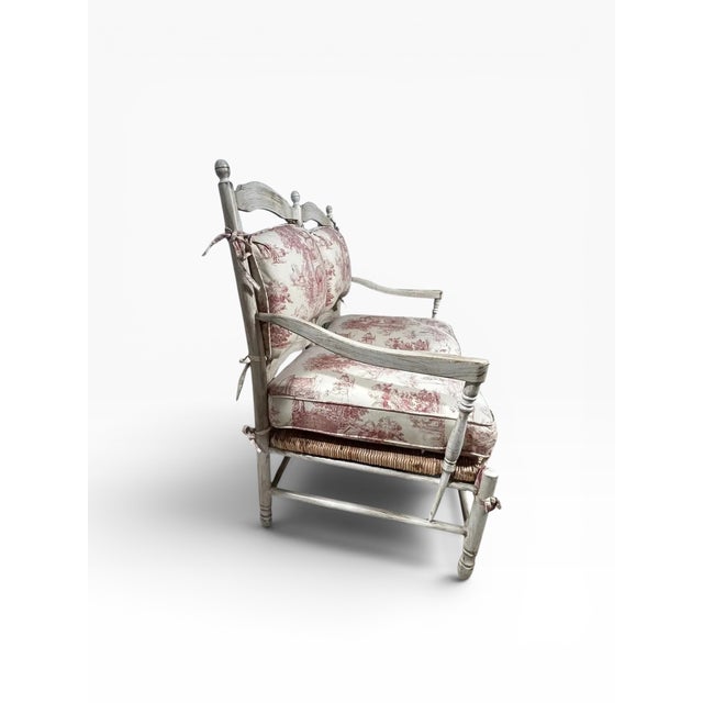 Cream 1990s Sam Moore French Country Toile Cotton Upholstery Fabric Settee For Sale - Image 8 of 12