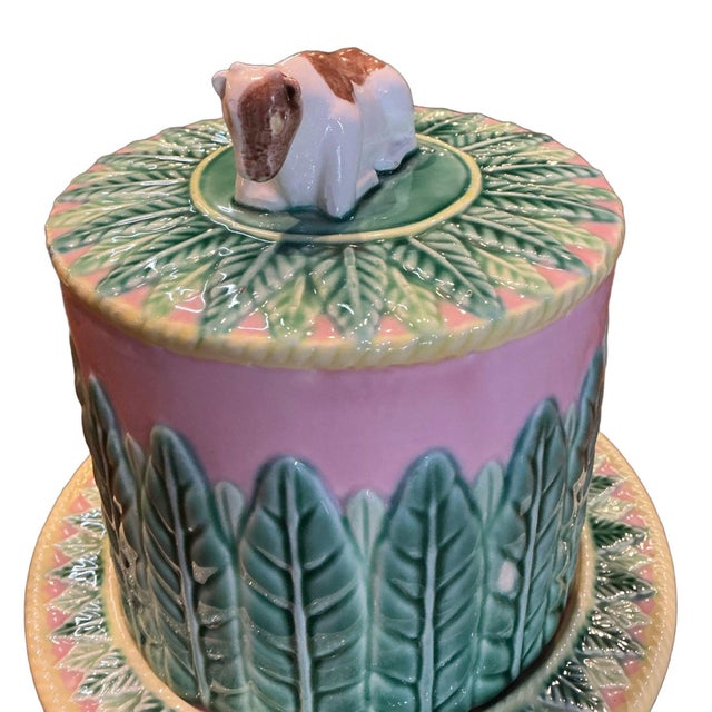 English 19th Century George Jones Majolica Cheese Dome For Sale - Image 3 of 6