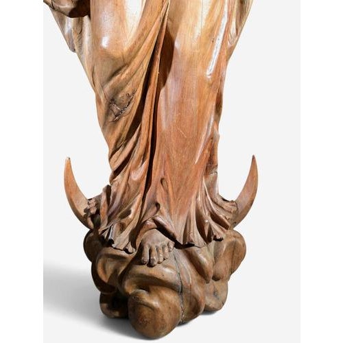 17th Century 17th Century German Carved Fruitwood Virgin Mary, 1640 For Sale - Image 5 of 15