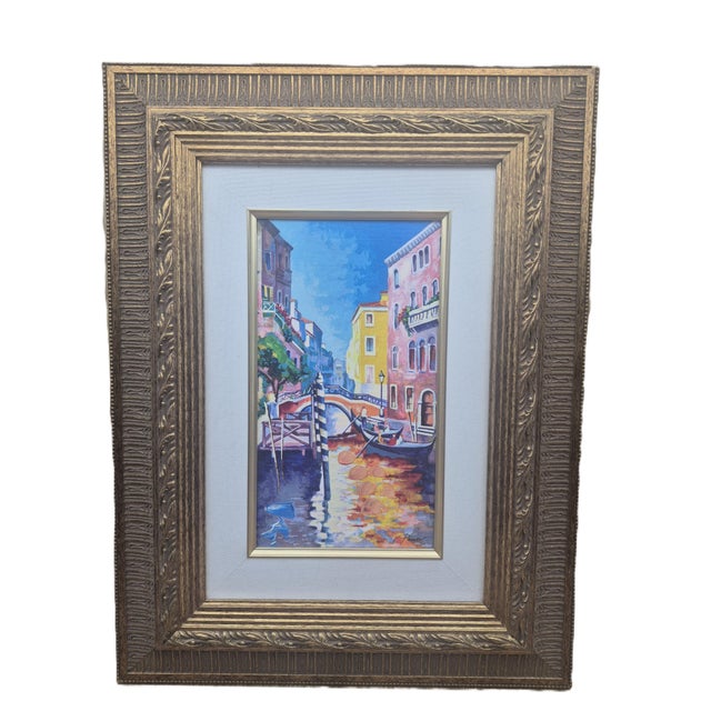 Impressionist Early 20th Century Alex Pauker - Venice Boaters by the Bridge Park West - Signed Embellished Serigraph For Sale - Image 3 of 8