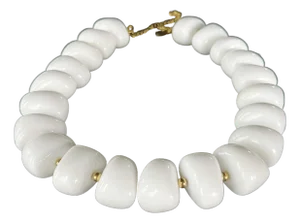 1980s Kenneth Jay Lane Chunky White Beaded Necklace