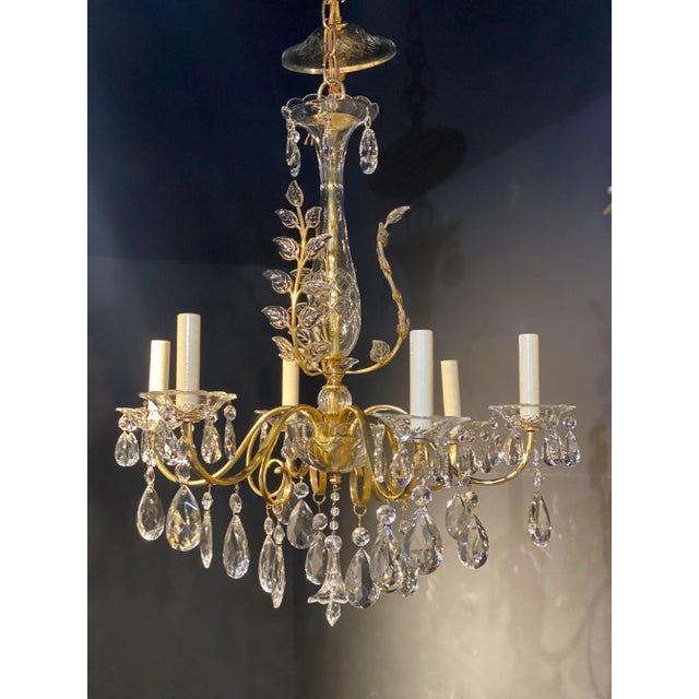 A circa 1930’s French Bagues chandelier with glass leaves