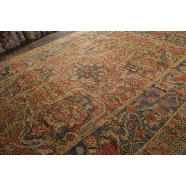 Traditional Antique Spanish Arts & Crafts Rug in Beige-Brown, Red and Blue Floral Pattern For Sale - Image 3 of 8