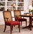 Red Set of Five Antique Oak Wicker-Back Armchairs With Red Upholstered Seats & Original Casters For Sale - Image 8 of 8