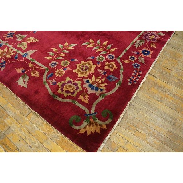 Ruby Red 1920s Chinese Art Deco Carpet For Sale - Image 8 of 9