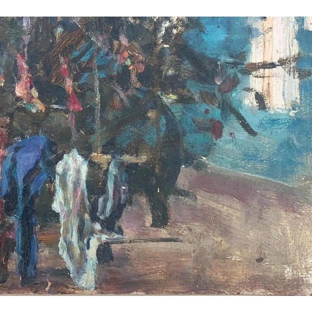 Soviet Family Holidays Antique Oil Painting Original Socialist Realism Soviet Art Ukrainian Artists Sokolovsky G. 42-45 1970s For Sale - Image 6 of 6