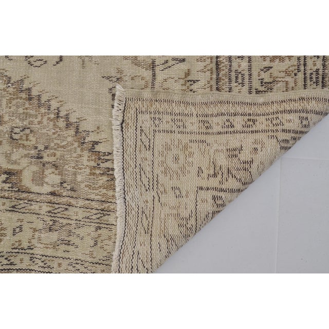 1960s Beige Handknotted Wool Area Carpet For Sale - Image 9 of 10