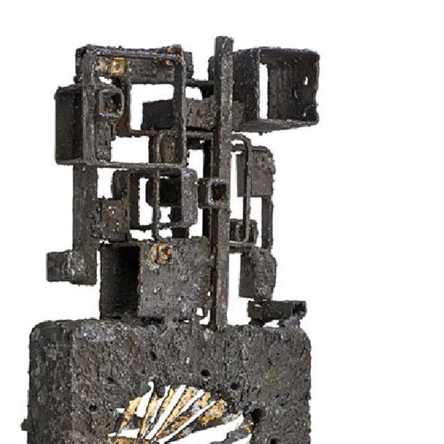 James Bearden, Brutalist Abstract Sculpture, Gilded Steel and Bronze James Bearden American Mod For Sale - Image 4 of 4