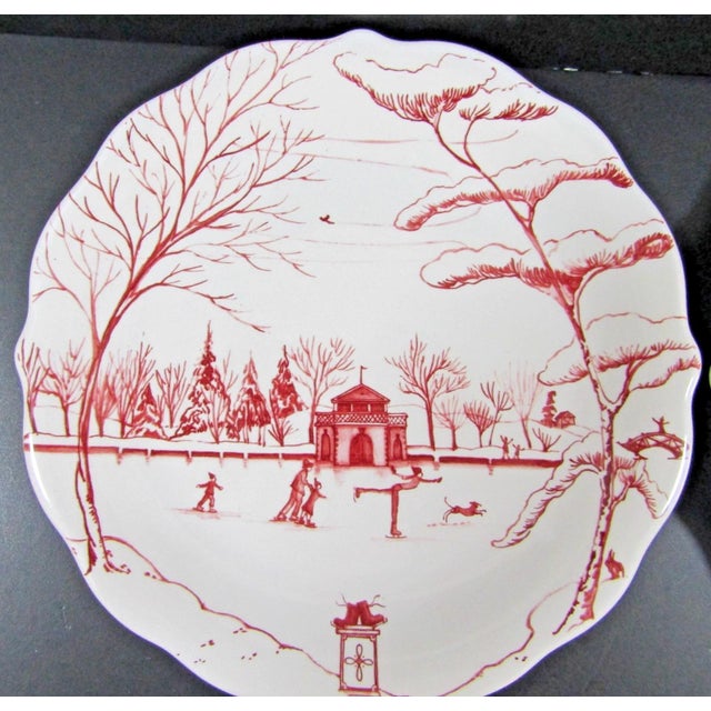 American Juliska Country Estate Ruby Party Plates 4 Landscapes With Box For Sale - Image 3 of 13