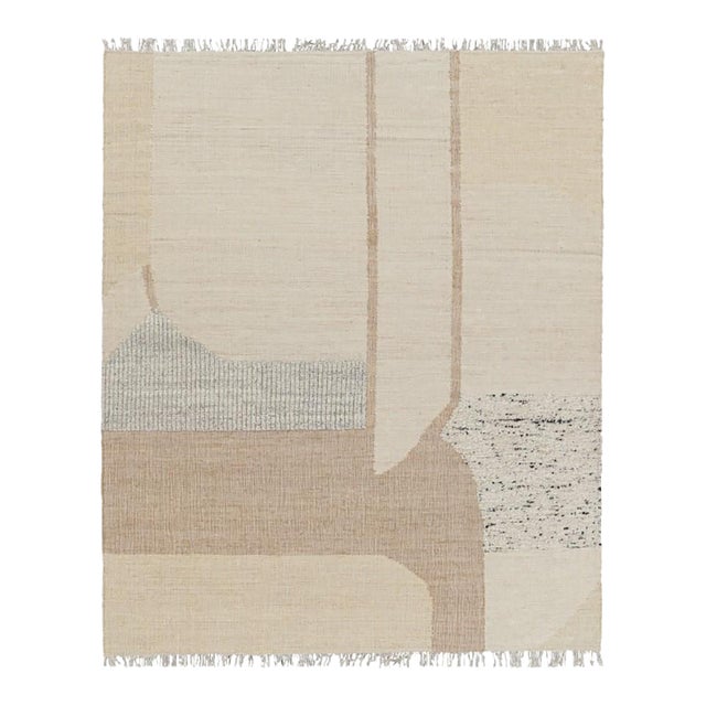 Rug & Kilim’s Abstract Flatweave With Cream and Beige Geometric Patterns For Sale