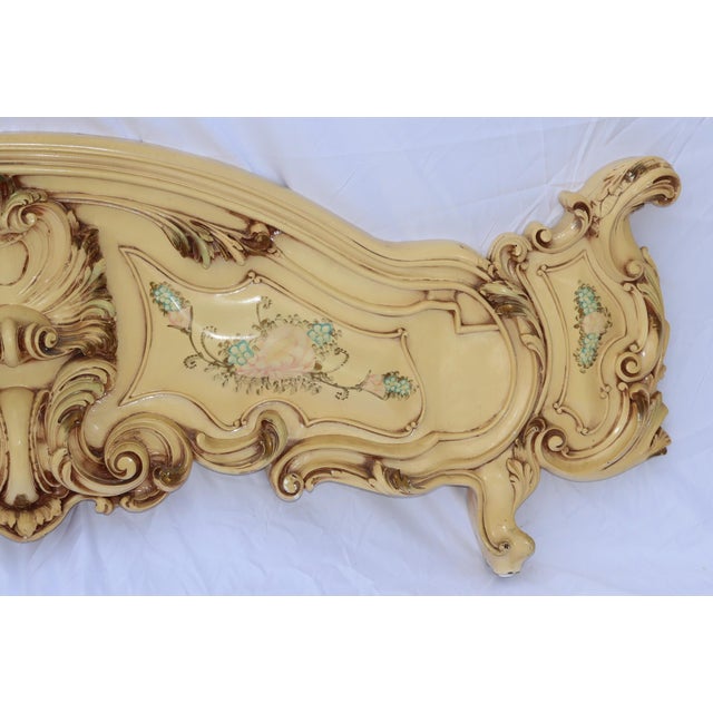 1970s Italian Antique Rococo Baroque Queen Size Headboard and Foot Board For Sale - Image 10 of 17