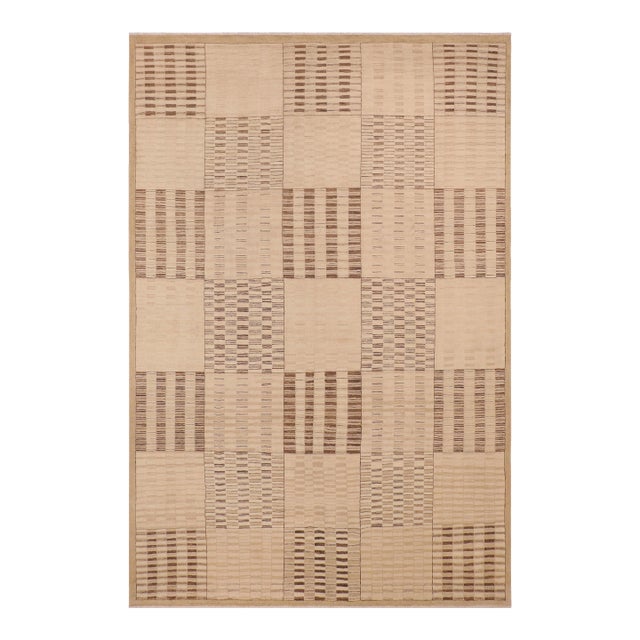 Boho Chic Gabbeh Beige/Brown Wool Rug - 10'1'' X 13'7'' For Sale