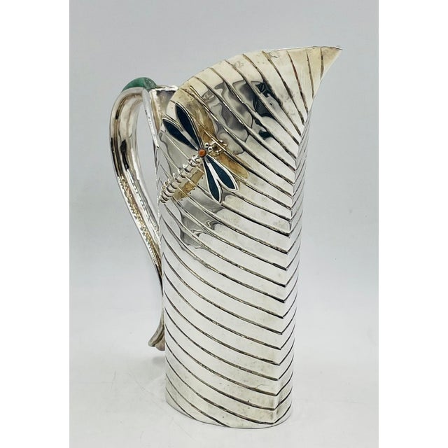 1980s Emilia Castillo Leaf-Form Silver Pitcher With Dragonfly Detail For Sale - Image 12 of 18