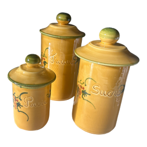 Vintage Lou Pignatier French Provençal Ceramic Canister Set