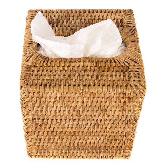 Artifacts Rattan Column Tissue Box For Sale - Image 4 of 4