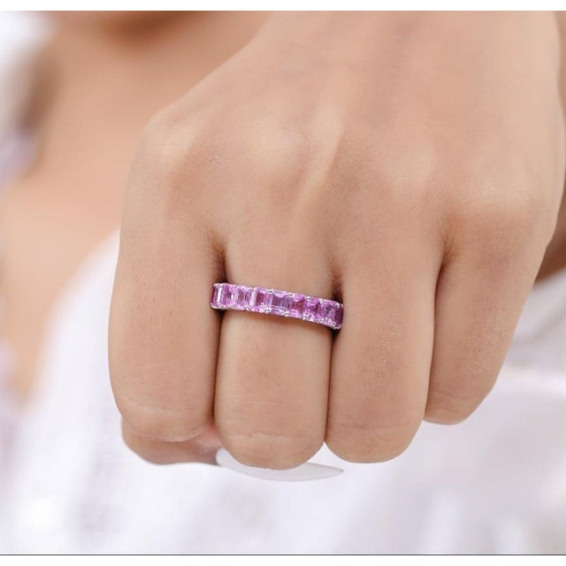 Pink Natural 6.96 cts pink sapphire ring in 18k gold For Sale - Image 8 of 18