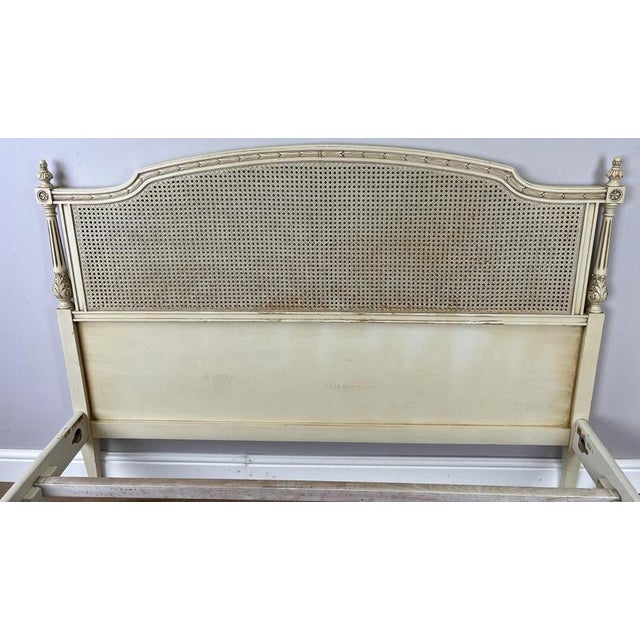 Vintage French King Size Bed Frame with Cane Panel and Carved Headboard For Sale - Image 6 of 12