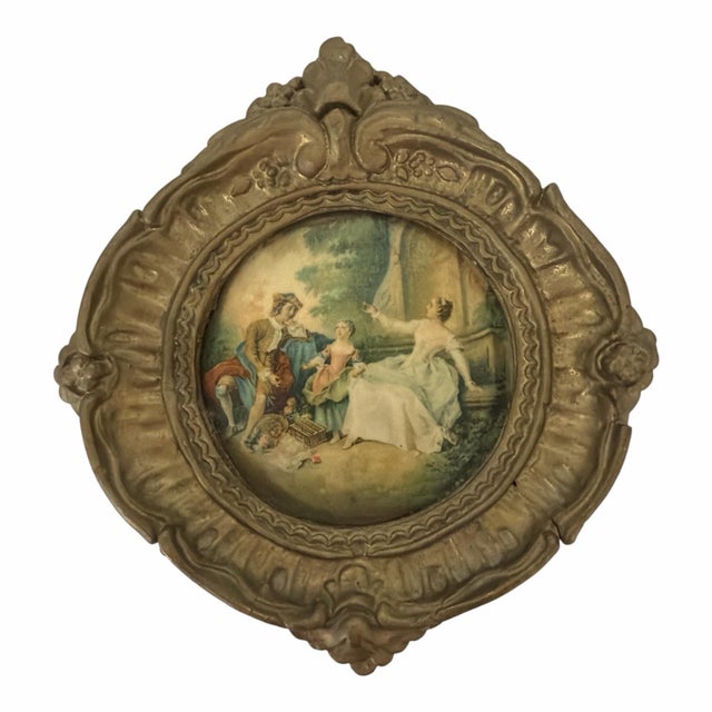 French Vintage Mid Century Florentine Framed Prints - A Pair For Sale - Image 3 of 4