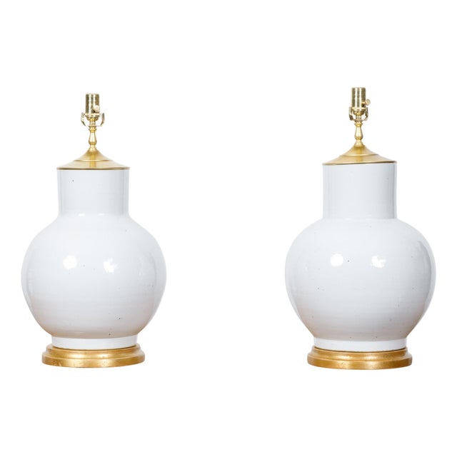 Pair of Asian Porcelain Ginger Jars Table Lamps - USA Wired For Sale