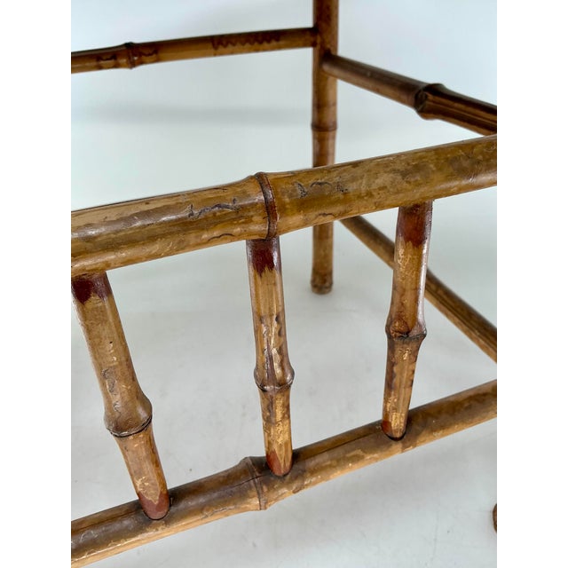 Wood Antique English Burnt Bamboo Corner Chair or Shelf. For Sale - Image 7 of 10