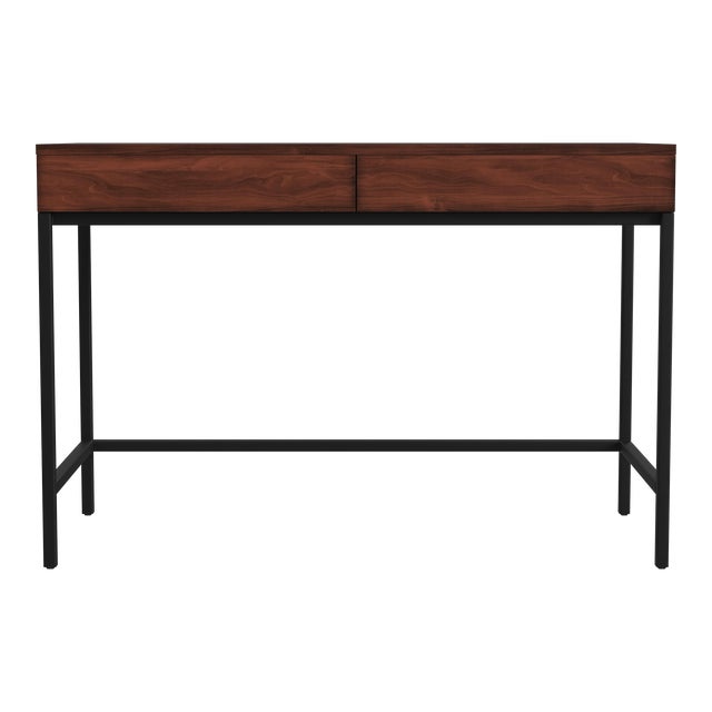 Carl 45" Wood & Metal Writing Desk, Medium Brown For Sale