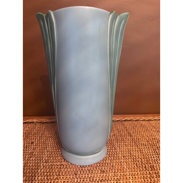 1930s Vintage Weller Art Pottery B-11 Lily of the Valley Blue 12" For Sale - Image 5 of 8