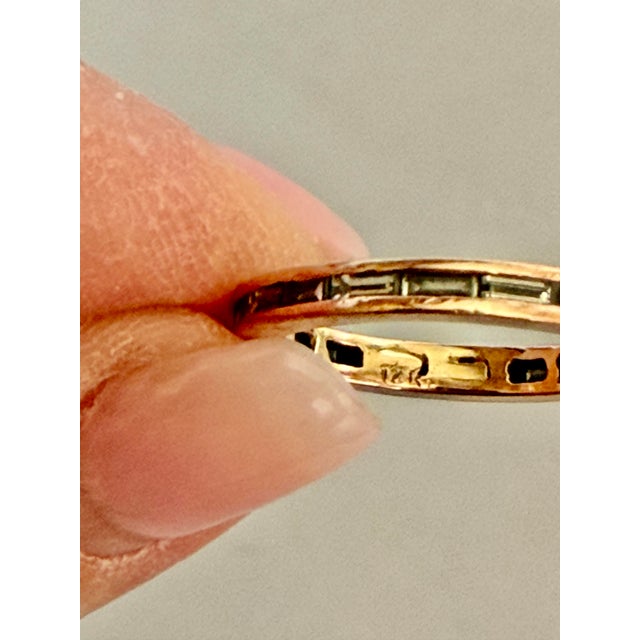 Early 21st Century 14k Rose Gold Diamond Baguette Eternity Band, Size 6.75 For Sale - Image 5 of 10