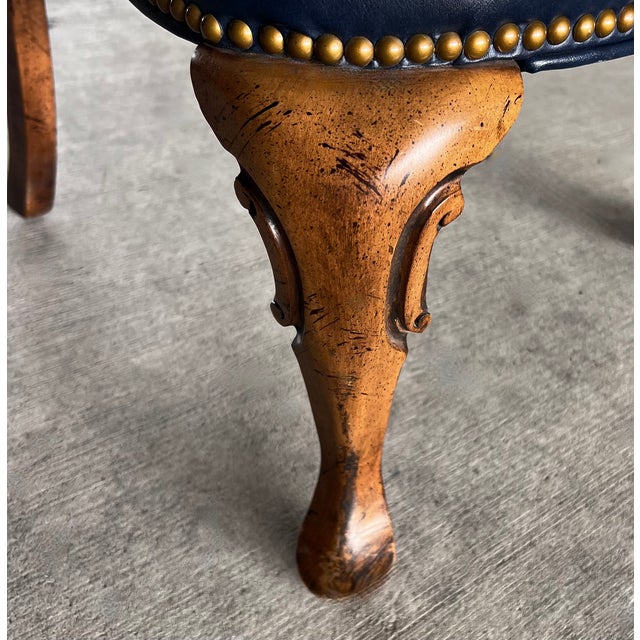 Pair of Vintage Sam Moore Traditional Armchairs in Leather-Like Vinyl With Nailhead Trim For Sale - Image 10 of 12