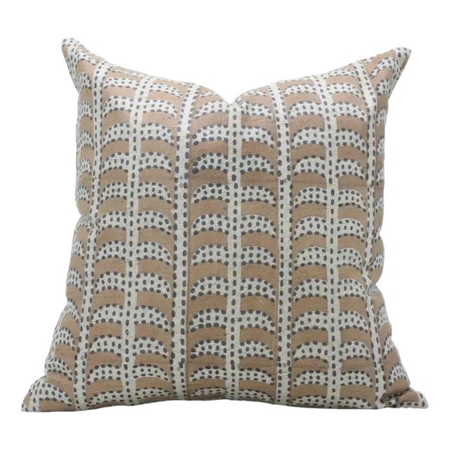 Fabdivine Handcrafted Block Print Cushion Cover 18x18 Inch Linen Blend- Garud For Sale