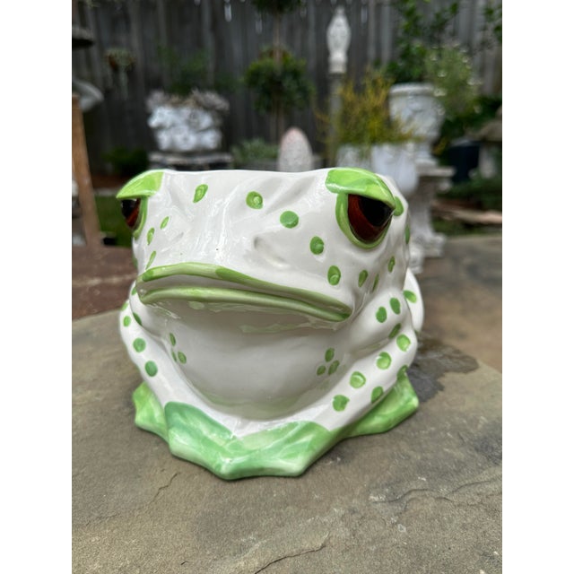Green Vintage MCM 1970s Fitz and Floyd Spotted Frog Planter For Sale - Image 8 of 12