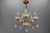 Italian Florentine Gilt Metal and White Opalescent Glass Five-Light Chandelier, 1970s, in Good conditions. Designed 1970...
