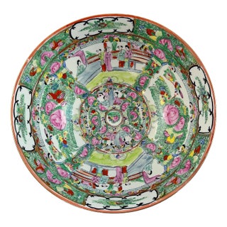 20th Century Rose Famille Medallion Large Bowl For Sale