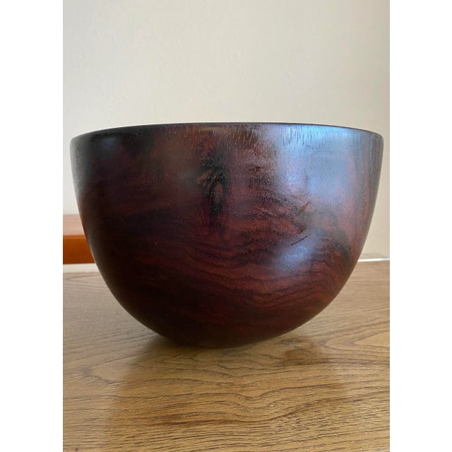 Large Hand-Carved Minimalist Midcentury Modern Rosewood Bowl For Sale - Image 6 of 10