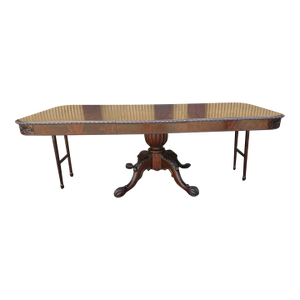 Antique Georgian Style Emprire Style Mahogany Rope Edged Pedestal Dining Table With 4 Leaves by Berkey and Gey Furniture