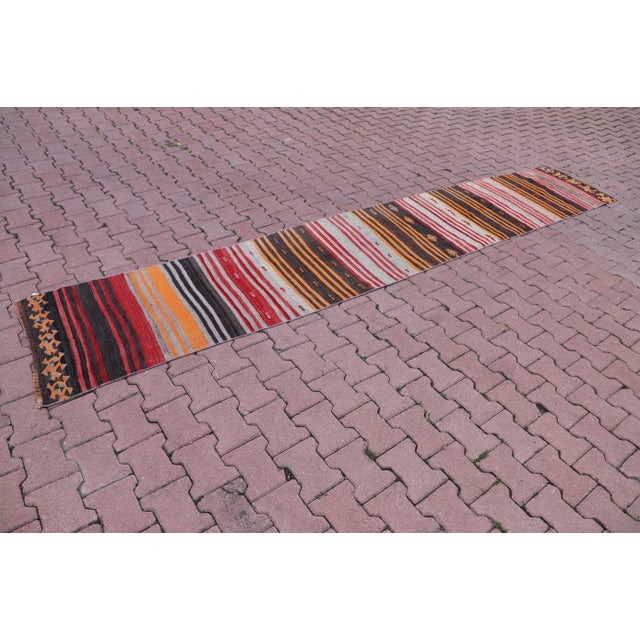 Size: 2.2 x 12.6 ft ( 66 x 384 cm) 26 x 151 inches Color: Red, Orange, Black, Gray Material: 100% Hand Spun Organic Wool...