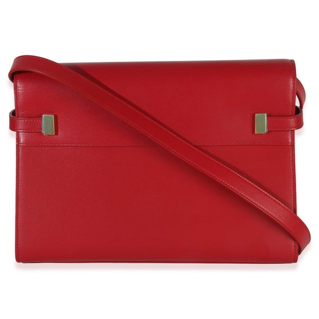 Yves Saint Laurent Red Calfskin Medium Manhattan Shoulder Bag For Sale - Image 4 of 9