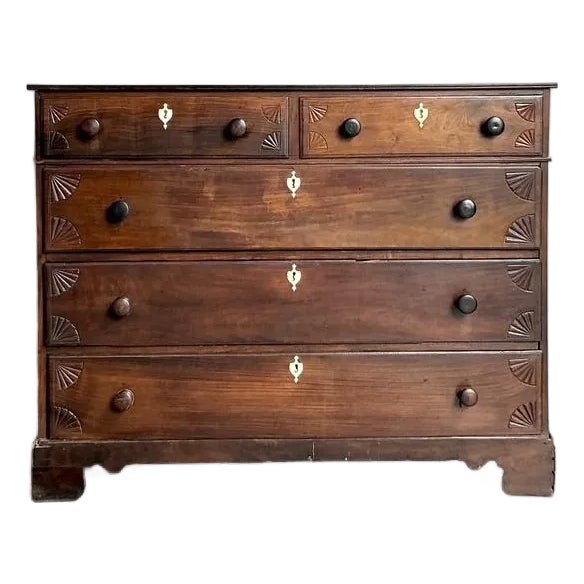Vintage Boho British Colonial Carved Chest With Bone Escutcheons Detail For Sale