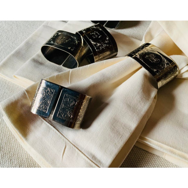 Silver Set of Six English Double Silverplate Napkin Rings - Classical Elegance For Sale - Image 8 of 18