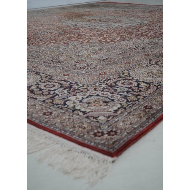 1970s Vintage Large Silk Rectangular Tebriz Carpet Rug For Sale - Image 5 of 11