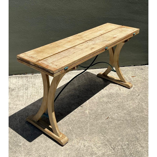 Vintage Wood and Metal Extendable Console Table For Sale In West Palm - Image 6 of 18