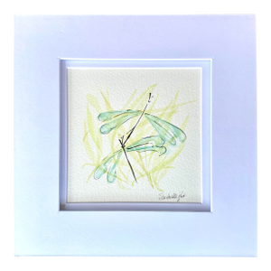 “Two Dragonflies” Animal Watercolor Painting Illustration by Sandra Wright