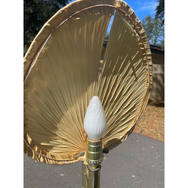 Midcentury Italian Palm Fan and Wood Floor Lamp For Sale - Image 4 of 6