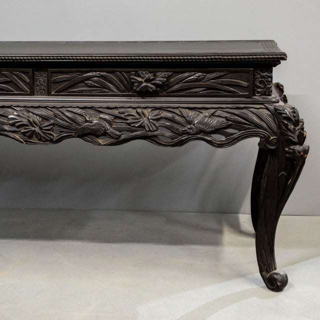 Early 20th Century Antique Japanese Black Lacquer Console Table For Sale - Image 5 of 7