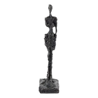 Modern Dark Patinated Standing Woman Sculpture, Bronze For Sale