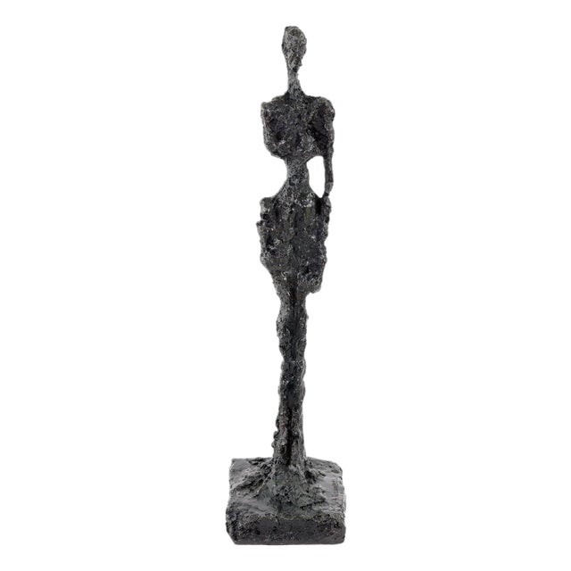 Modern Dark Patinated Standing Woman Sculpture, Bronze For Sale