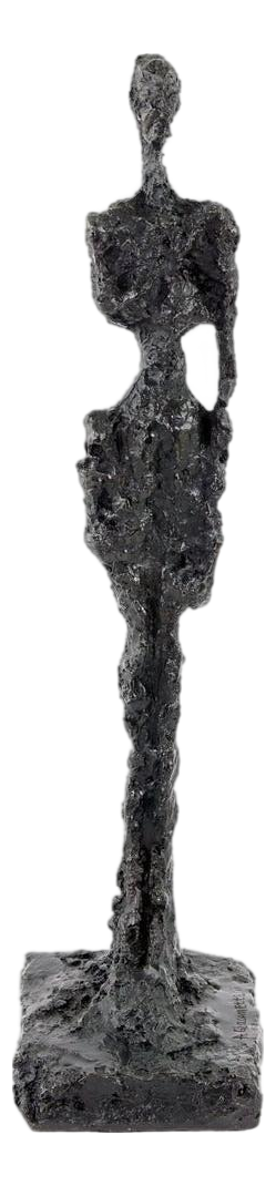 Modern Dark Patinated Standing Woman Sculpture, Bronze