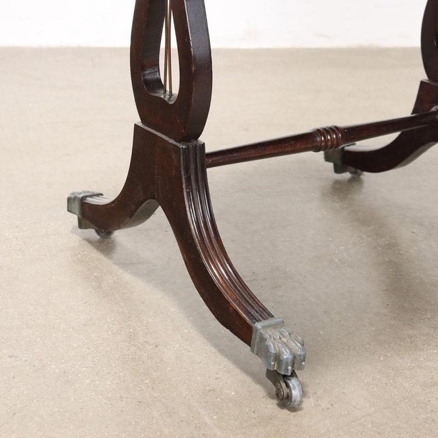 Wood Antique Coffee Table in Mahogany and Leather For Sale - Image 7 of 10