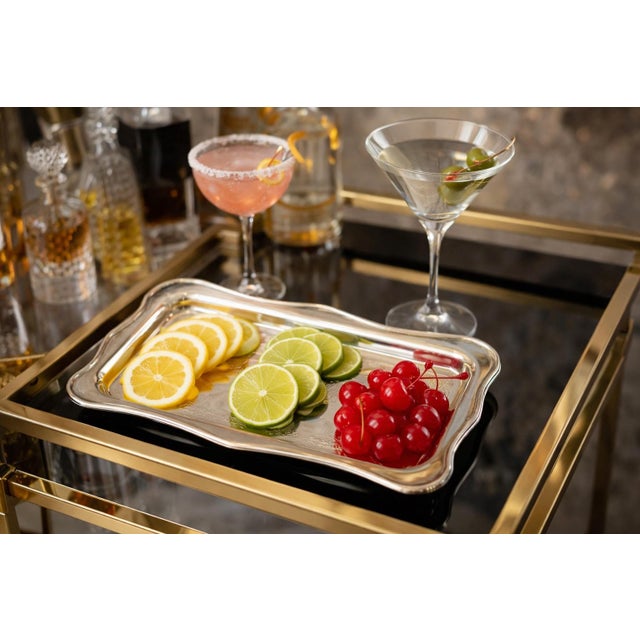 English Vintage Sheridan Silverplate Tray – 10” X 6” Catchall, Vanity Tray, Bar Cart Tray or Snack Tray for Palm Beach Regency, Grandmillennial & Cottage Core For Sale - Image 3 of 11