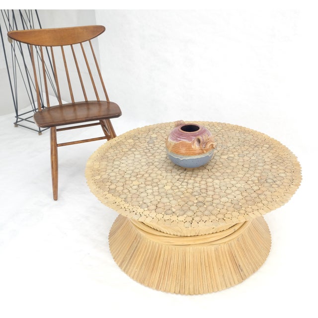 Champagne Sheaf of "Wheat" Style 36" Round c1970s Mid Century Modern Coffee Table MINT For Sale - Image 8 of 10