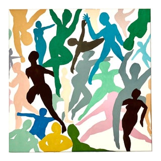 Figures Abstract Titled “One More Time" Mixed-Media Painting For Sale